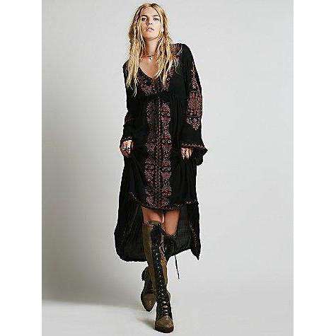 Embroidered Hippie Dress -  Free People - Bohochic - Music Festival