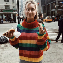 Oversized Rainbow Striped Sweatersweater
