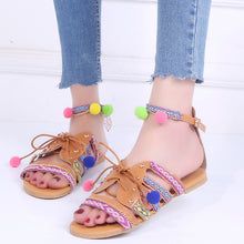 Boho Poms Gladiator Sandals