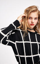 Checker Threaded Cuff Wide Sweater