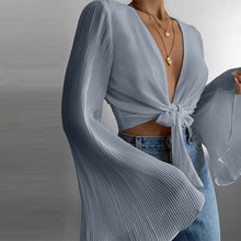 Flare Sleeve Tie-Up Top