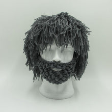 Mens Hand Knitted Beard and Hair Beanie Hat