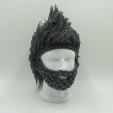 Mens Hand Knitted Beard and Hair Beanie Hat