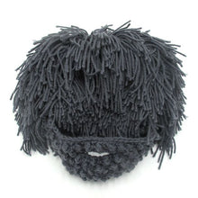 Mens Hand Knitted Beard and Hair Beanie Hat
