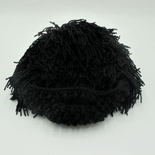 Mens Hand Knitted Beard and Hair Beanie Hat