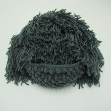 Mens Hand Knitted Beard and Hair Beanie Hat
