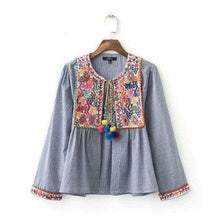 Pom Embroidered Boho Top - Mindful Bohemian
