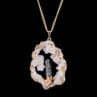 Hollow Crystal Power Druzy Necklace -  Free People - Bohochic - Music Festival