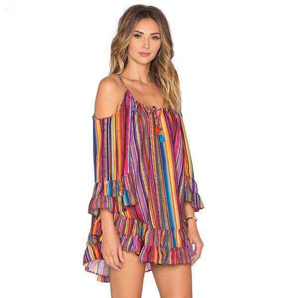 Rainbow Stripes Dress,dress,Mindful Bohemian,Mindful Bohemian
