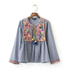 Pom Embroidered Boho Top - Mindful Bohemian