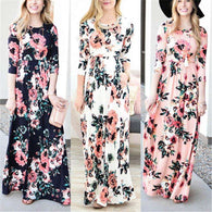 Long Sleeves Floral Pocket Dress,dress,[product_vender],Mindful Bohemian