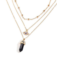 Crystal Stone & Eye 👁 Multilayer Lariat Necklace -  Free People - Bohochic - Music Festival