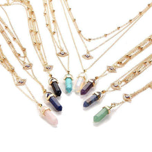 Crystal Stone & Eye 👁 Multilayer Lariat Necklace -  Free People - Bohochic - Music Festival