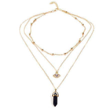 Crystal Stone & Eye 👁 Multilayer Lariat Necklace -  Free People - Bohochic - Music Festival
