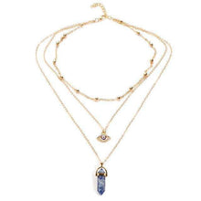 Crystal Stone & Eye 👁 Multilayer Lariat Necklace -  Free People - Bohochic - Music Festival