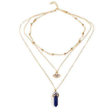 Crystal Stone & Eye 👁 Multilayer Lariat Necklace -  Free People - Bohochic - Music Festival