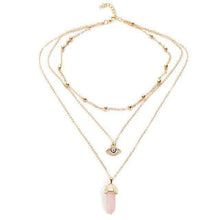 Crystal Stone & Eye 👁 Multilayer Lariat Necklace -  Free People - Bohochic - Music Festival