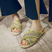 Handmade Straw Slippers -  Free People - Bohochic - Music Festival
