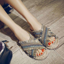 Handmade Straw Slippers -  Free People - Bohochic - Music Festival