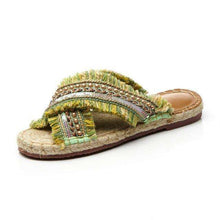Handmade Straw Slippers -  Free People - Bohochic - Music Festival