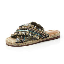 Handmade Straw Slippers -  Free People - Bohochic - Music Festival