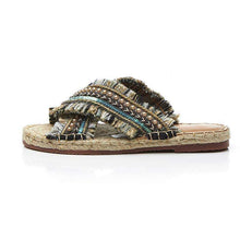 Handmade Straw Slippers -  Free People - Bohochic - Music Festival