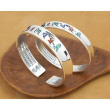 Handcrafted 999 Silver Bangle Tibetan OM Mani Padme Hum Bangle -  Free People - Bohochic - Music Festival