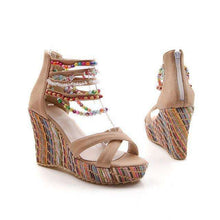 Beaded Multi Color Wedge Heels -  Free People - Bohochic - Music Festival