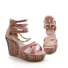 Beaded Multi Color Wedge Heels -  Free People - Bohochic - Music Festival