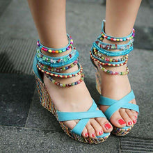 Beaded Multi Color Wedge Heels -  Free People - Bohochic - Music Festival