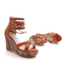 Beaded Multi Color Wedge Heels -  Free People - Bohochic - Music Festival
