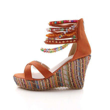 Beaded Multi Color Wedge Heels -  Free People - Bohochic - Music Festival