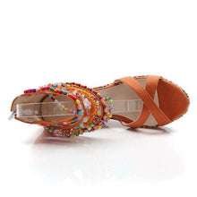 Beaded Multi Color Wedge Heels -  Free People - Bohochic - Music Festival