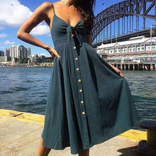 Knot Front Button Up Summer Sun Dress,,Mindful Bohemian,Mindful Bohemian