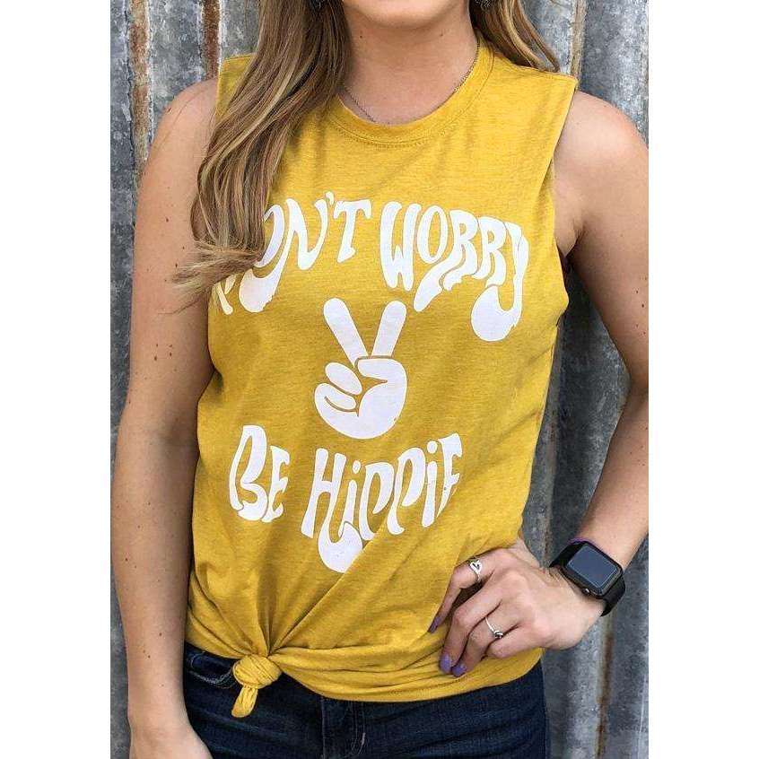 Don't Worry Be Hippie Tank Top - Free People - Bohochic - Music Festival