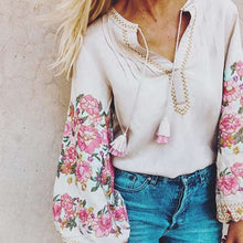 Front Tasseled Floral Lantern Toplong sleeves