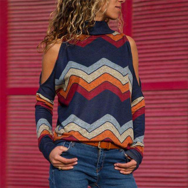 Bare Shoulder Retro Boho Sweatersweater