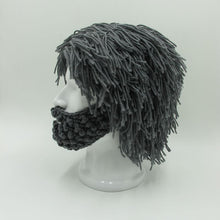 Mens Hand Knitted Beard and Hair Beanie Hat