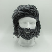 Mens Hand Knitted Beard and Hair Beanie Hat