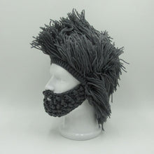 Mens Hand Knitted Beard and Hair Beanie Hat