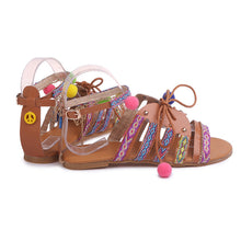 Boho Poms Gladiator Sandals