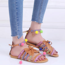 Boho Poms Gladiator Sandals