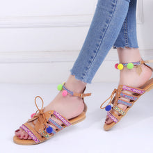 Boho Poms Gladiator Sandals