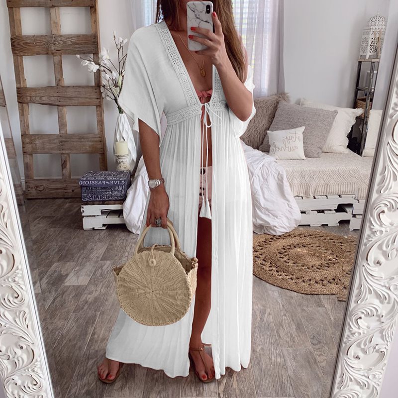 Straight Deep V Pleated Dress
