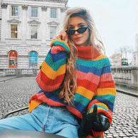 Oversized Rainbow Striped Sweater