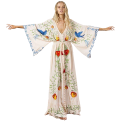 Embroidered BlueBird Women Maxi Dress