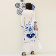 Embroidered BlueBird Women Maxi Dress