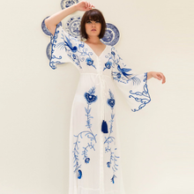 Embroidered BlueBird Women Maxi Dress