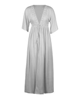 Straight Deep V Pleated Dress