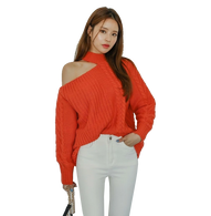 One-Shoulder Turtleneck Pullover